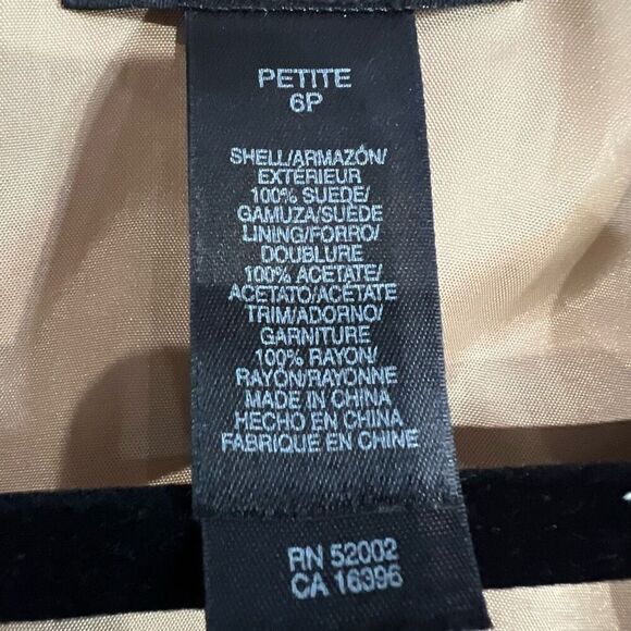 Kenneth Cole Tan Suede‎ Crochet Trim Boho Hippie Jacket 6P Women’s - Picture 4 of 8